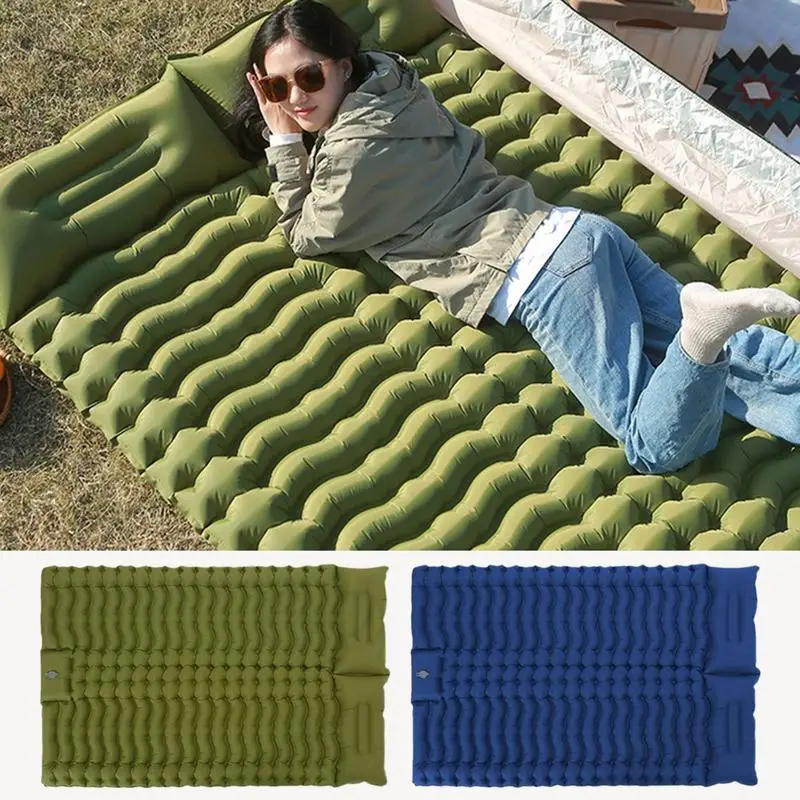 

192x135cm Sleeping Pad Camping Inflatable Mattress with Pillows Travel Mat Folding Sleep Mat Beach Inflat Mattress