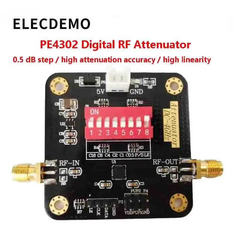 Digital RF Attenuator Module, 0.5dB Step, 31.5dB Range, DC-4GHz, High Linearity, High Precision, SPI Programmable Board PE4302