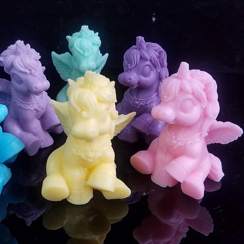 3D Unicorn Silicone Fondant Mold For Cake Decorating Handmade Soap Candle Bath Bomb Lotion Bar Ice Cube Kitchen Pastry Tools