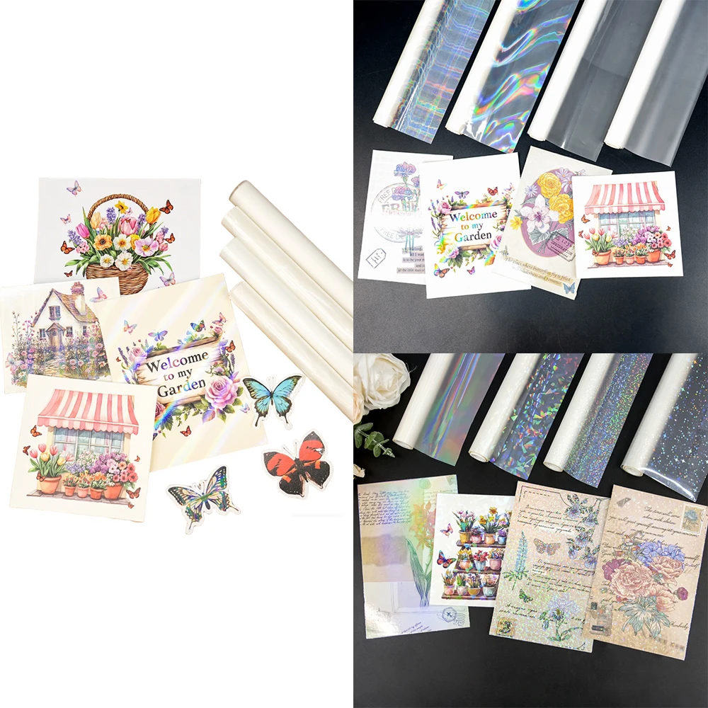 

1 Roll 22Cm*5M Bopp Holographic Precoated Film Clear Waterproof Scratch-Proof Thermal Laminating Film Roll for Diy Paper Crafts