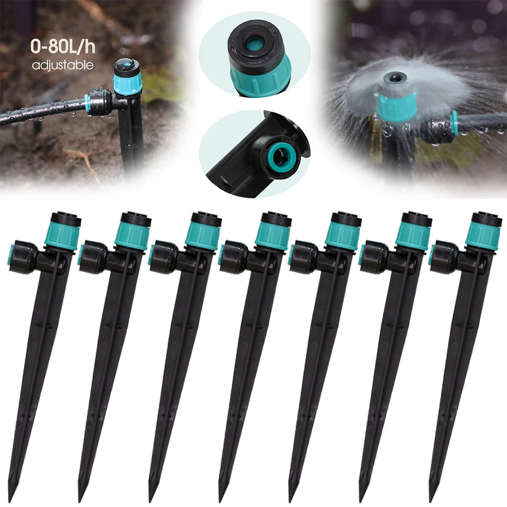 

New Arrival 10PCS Irrigation Sprinkler Drip Emitter Micro Spray Bubbler Quick Push Connecter 1/4'' 4/6MM 14CM Adjuatable Durable