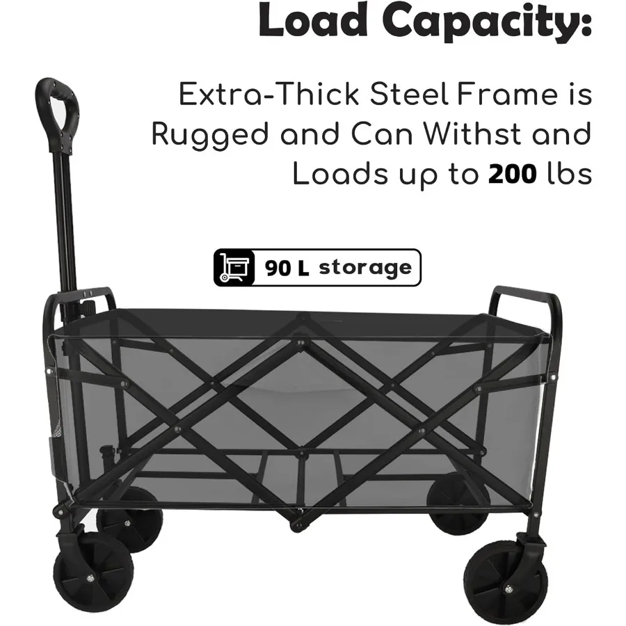 Wagon pliable pliable chariot de plage robuste avec roues pliable utilitaire pliant chariot d'épicerie pour Camping Sports Ou