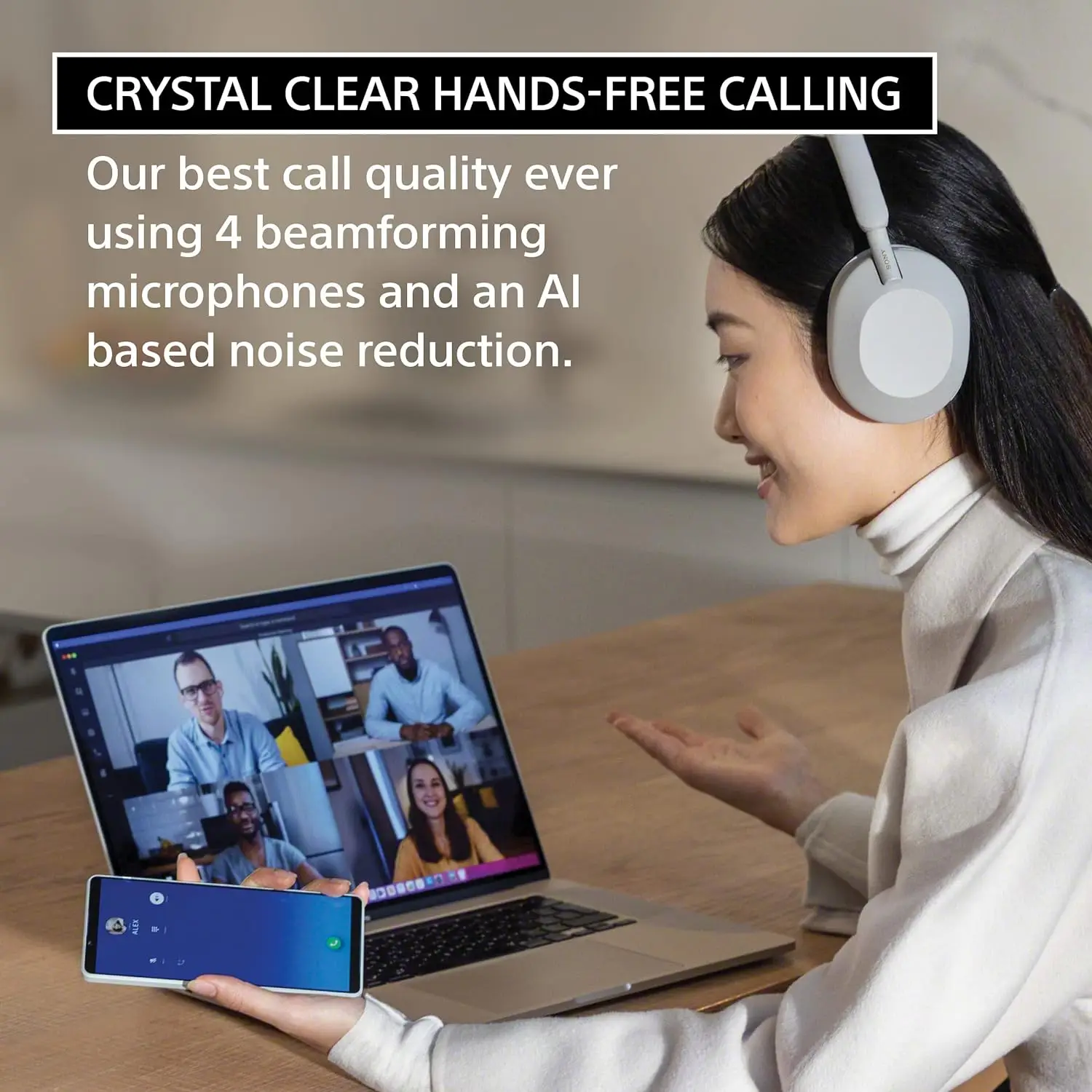 Audífonos Inalámbricos Originales Sony WH-1000XM5 con Cancelación Activa de Ruido, Unidad de Controlador de 30 mm Especialmente Diseñada 4