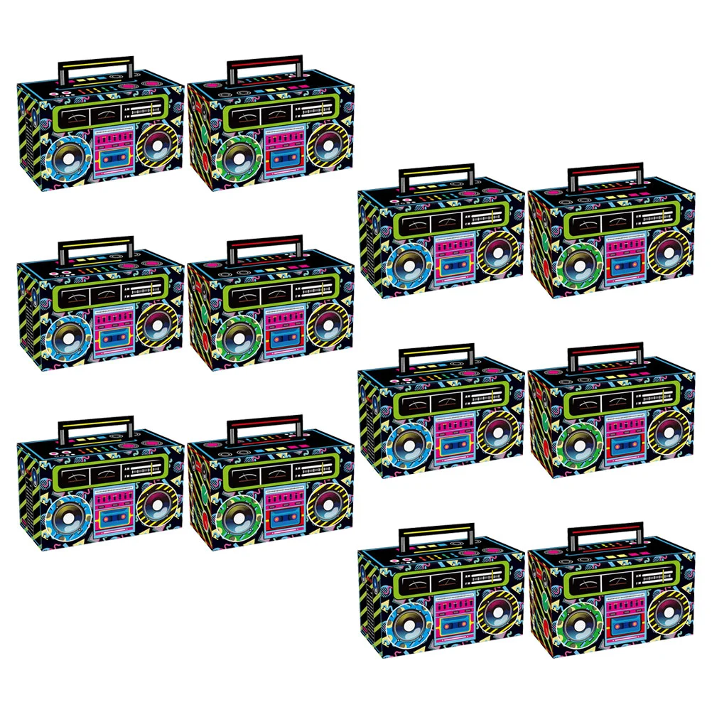 12 Pcs 80s Party Decorations Retro Cassette Tape Table Gift Packing Cases Favors Paper Candy Boxes Bags Tapes