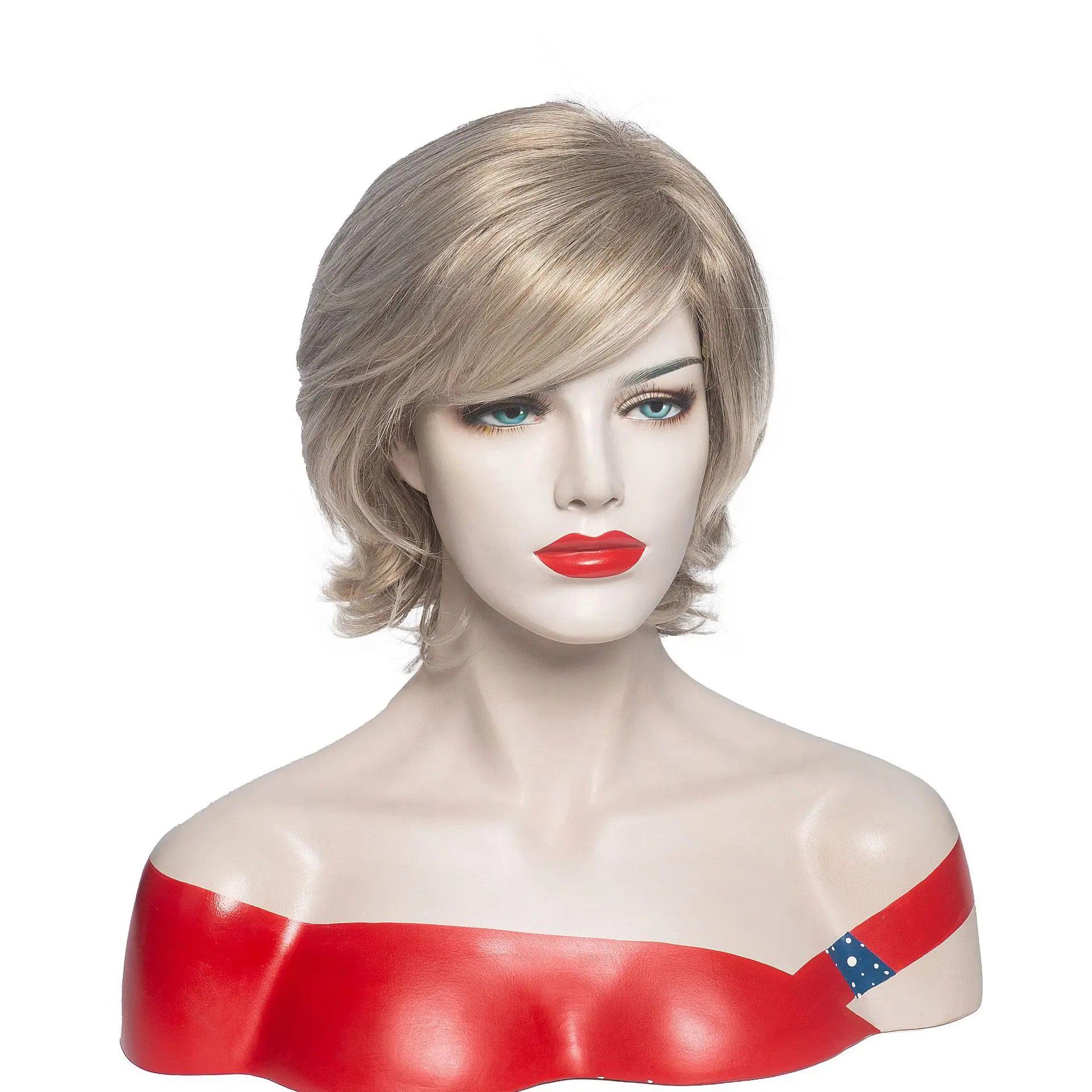 Korte Synthetische Rechte Pruik Pixie Cut Blonde Bruine Vrouwen Natuurlijk Haar Hittebestendige Pruik Voor Dagelijkse Party Cosplay