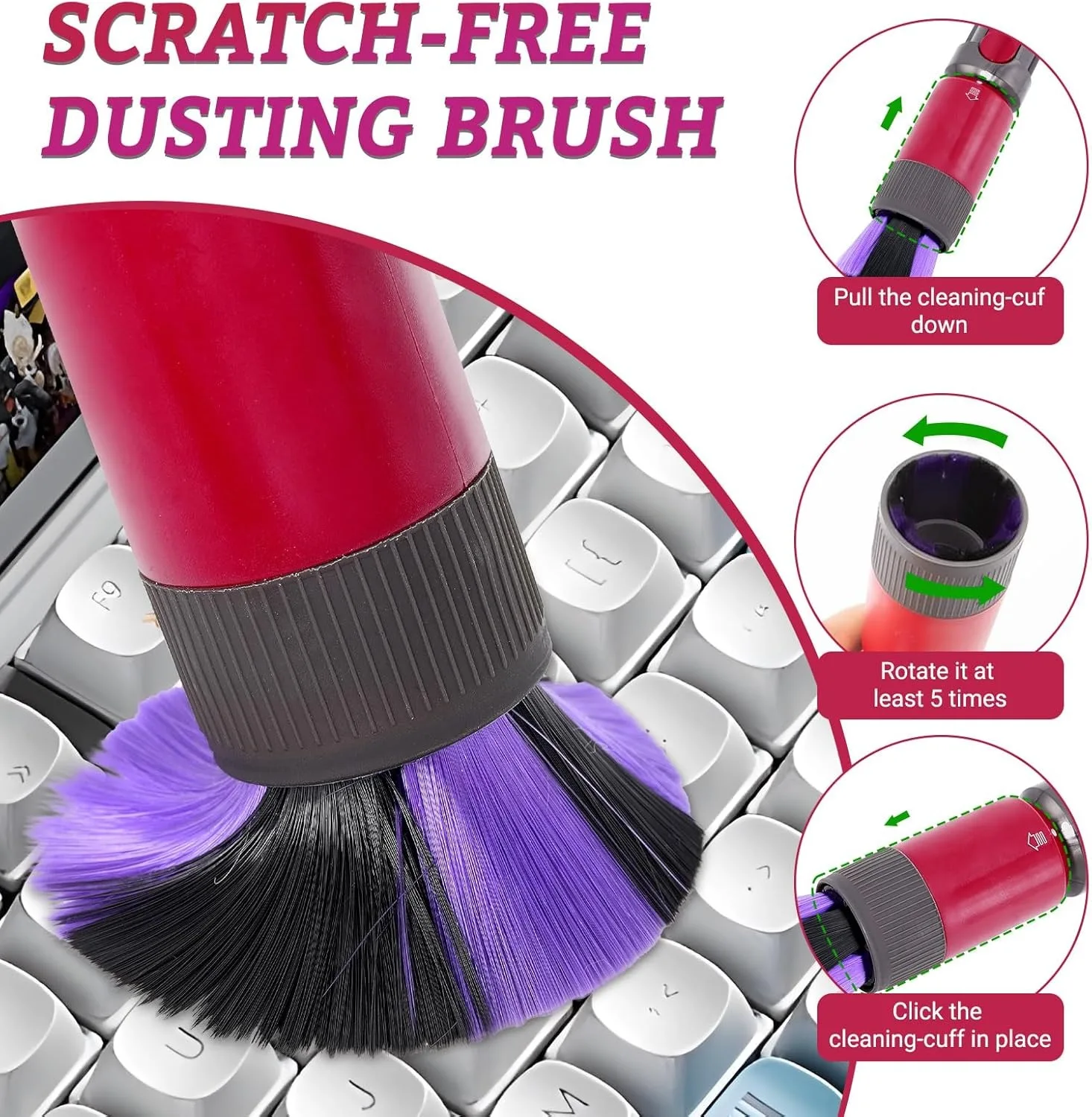 فرشاة غبار بدون خدوش لدايسون V15، V11، V10، V8، V7، لطيفة على الأسطح، فعالة على الغبار والحطام،