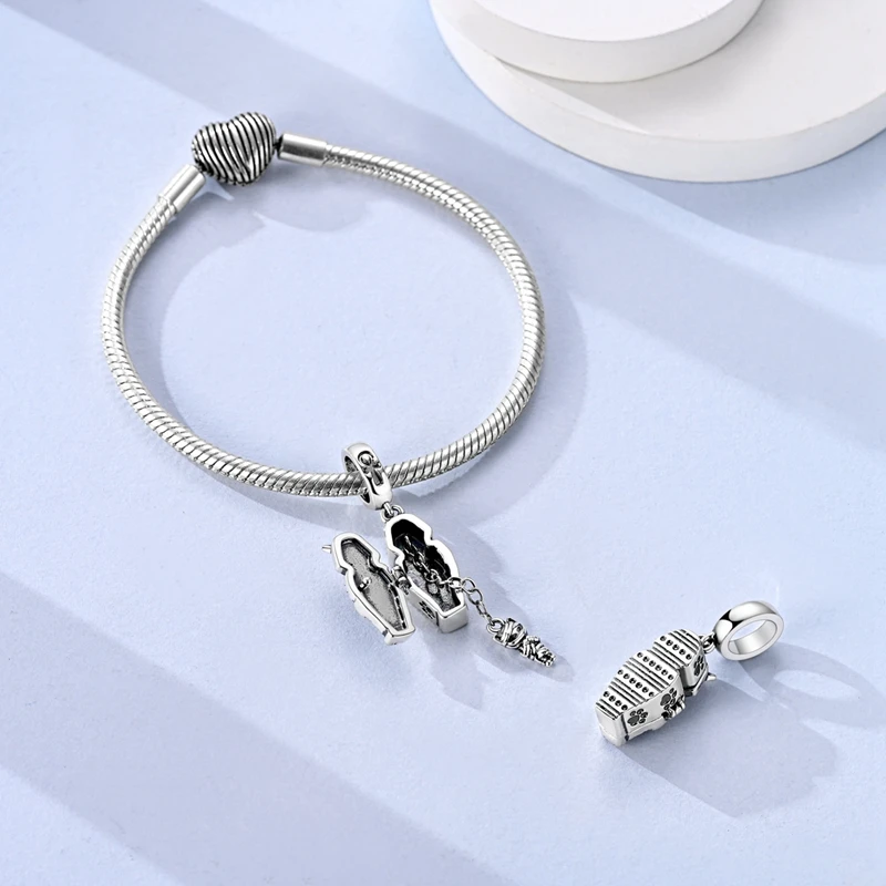Neue 925 Sterling Silber Charms Perlen Schlüssel Löwe Mond Affe Katze Kuchen Anhänger Passend für Original Armband Damen Mädchen DIY Schmuck Geschenk – Detail 32