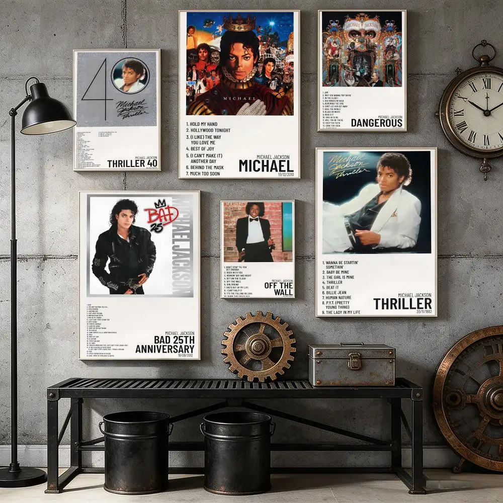 Singer M-Michael J-Jackson Album Painting Calligraphy Canvas Poster Bedroom Living Room bar Hallway House interior Wall Decor
