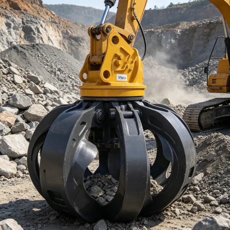 Customized Hydraulic Grapple for MiniExcavator 4 Tine Orange Peel Grab Bucket Lightweight 360 Rotation