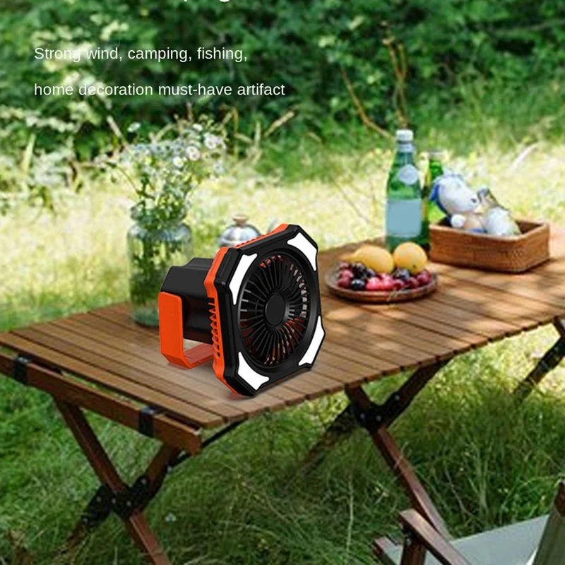 Miniventilador silencioso recargable por USB, Banco de energía, ventiladores de escritorio colgantes con luz de Control remoto, 1000Mah, 1 unidad