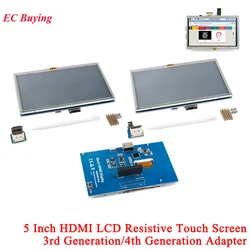 Módulo de pantalla táctil resistiva LCD HDMI de 5 pulgadas, Monitor TFT de 800x480, 5,0 pulgadas para Raspberry Pi 3rd 4th 3 A +/B +/2B/3B +/4B