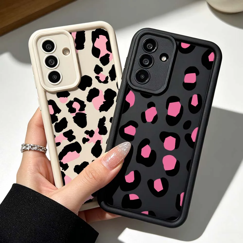Simple Pink Leopard Print For Samsung Galaxy A73 A57 A56 A55 A54 A53 A52s A37 A36 A35 A33 A17 A16 A07 A06 A05 Phone Case