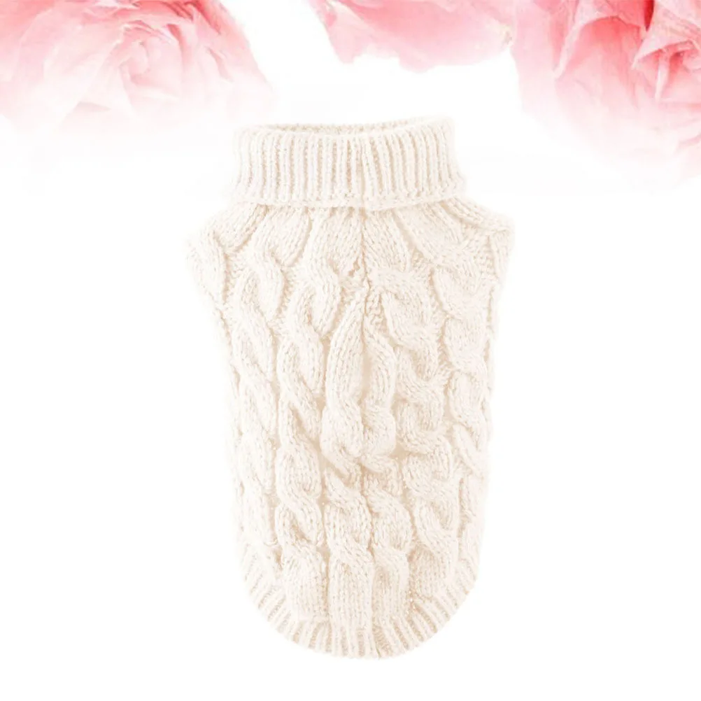 

Pet Sweater Thin Knitted Dog Clothes White Size L Fashion Party Costume Comfortable Walking Birthday Outfit for Small Dogs