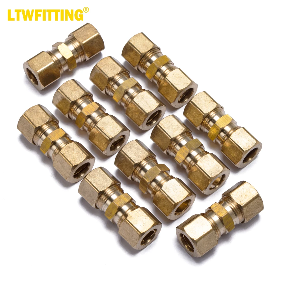 

LTWFITTING 3/8-Inch OD Compression Union,Brass Compression Fitting(Pack of 10)