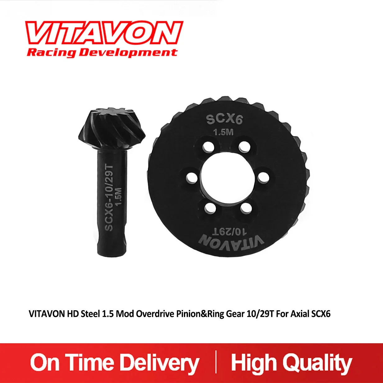 Vitavon Hd Staal 1.5 Mod Overdrive Pinion & Ring Gear 10/29T Voor Axiale Scx6