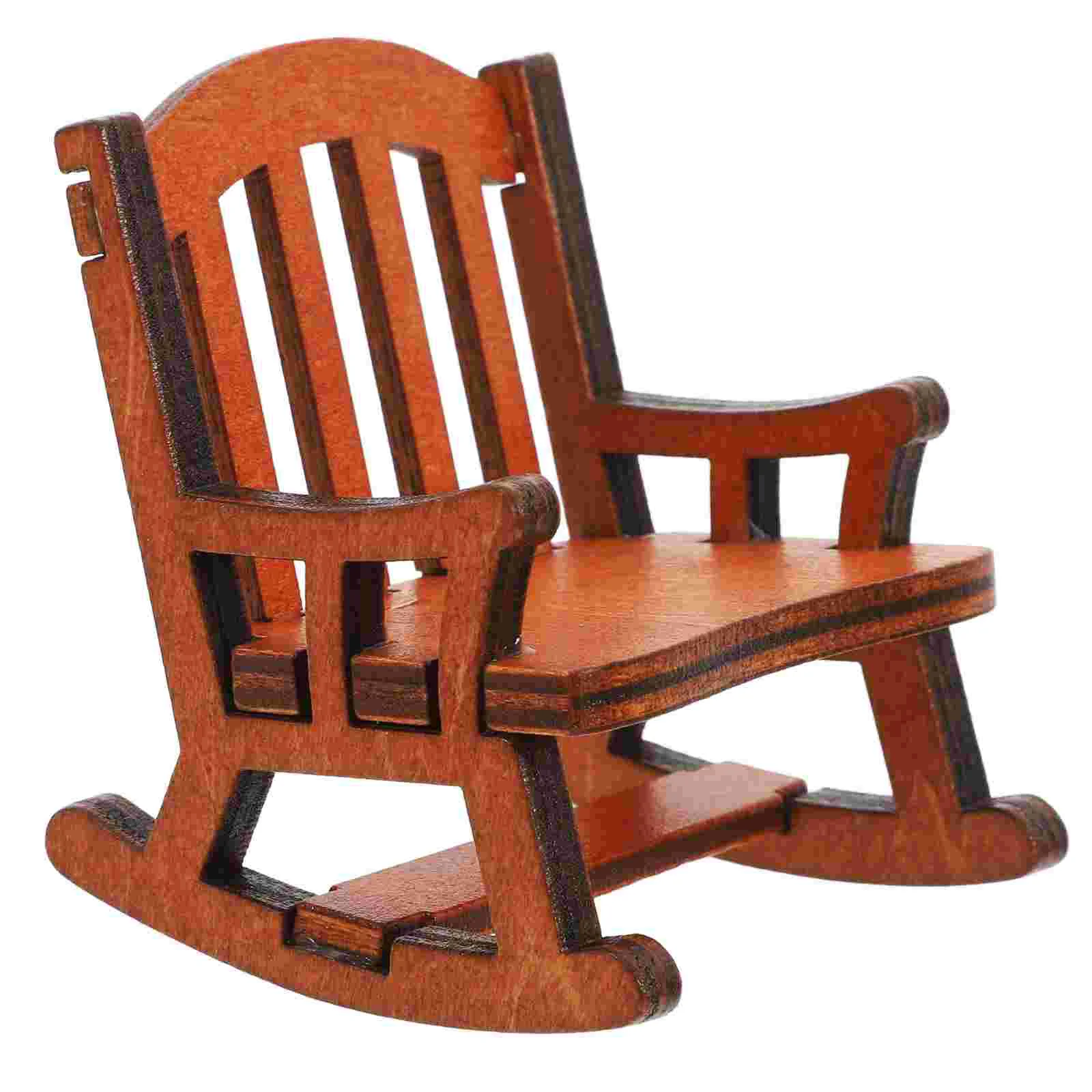 Rocking Chair Decoration Miniature Home Furniture Vintage Micro Landscape House Wooden Model