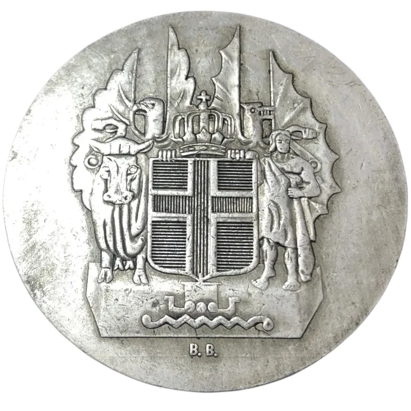 1930 Iceland 10 Kronur Althing Silver Plated Copy Token