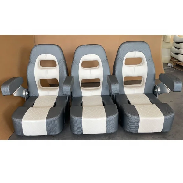 Customized Color Marine 3-seater Boat Seats Flip Up Bench Seat with Tilted Armrests