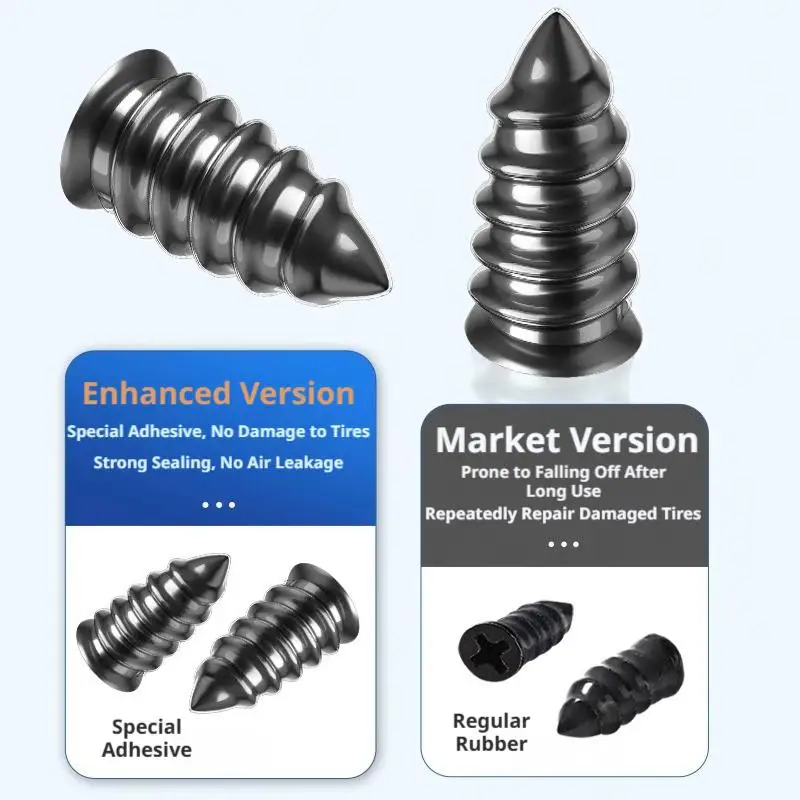 Quick Tire Repair Kit, Small/Large Vacuum Tire Nails, Tubeless Puncture Repair Plug Screw for Car Motorcycle Emergency Tool