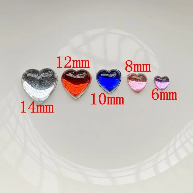 6mm&8mm&10mm& 12mm&14mmn Heart-shaped rhinestone flat back DIY jewelry making accessories nail art decorations