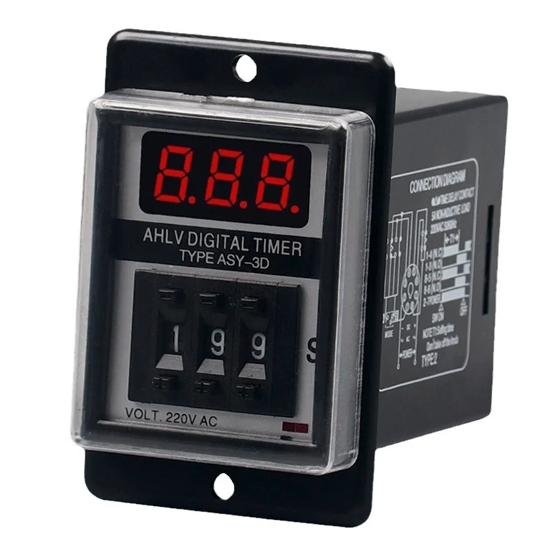 CABE-ASY-3D 8PIN AC220V تأخير الموقت الوقت التتابع للبرمجة الموقت أرقام عرض 999S