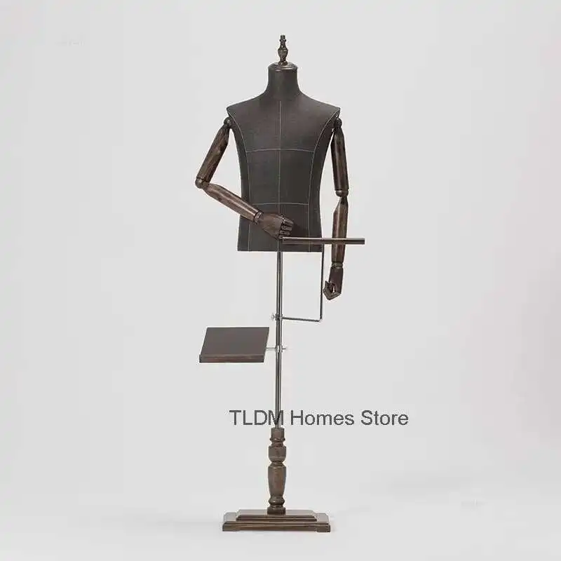 

High-end Clothing Store Suit Male Mannequin Wooden Arm Mannequins Props Bust Display Window Model Body Adjustable Stand