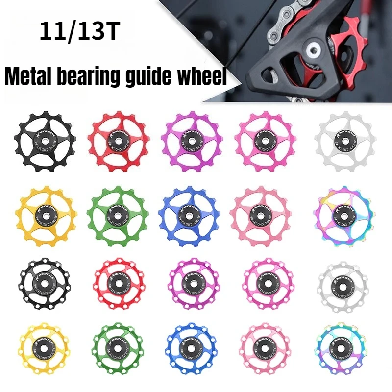 

MTB Bike 11T/13T Rear Derailleur Pulley Wheel, Aluminum Alloy Guide Tension Pulley with Metal Bearings for Smooth Shifting