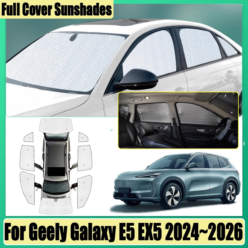 

Для Geely Galaxy E5 EX5 Proton eMas 7 2024 2025 2026 автомобильные чехлы с полным покрытием, солнцезащитные козырьки с защитой от УФ-лучей, солнцезащитные козырьки на лобовое стекло, аксессуары