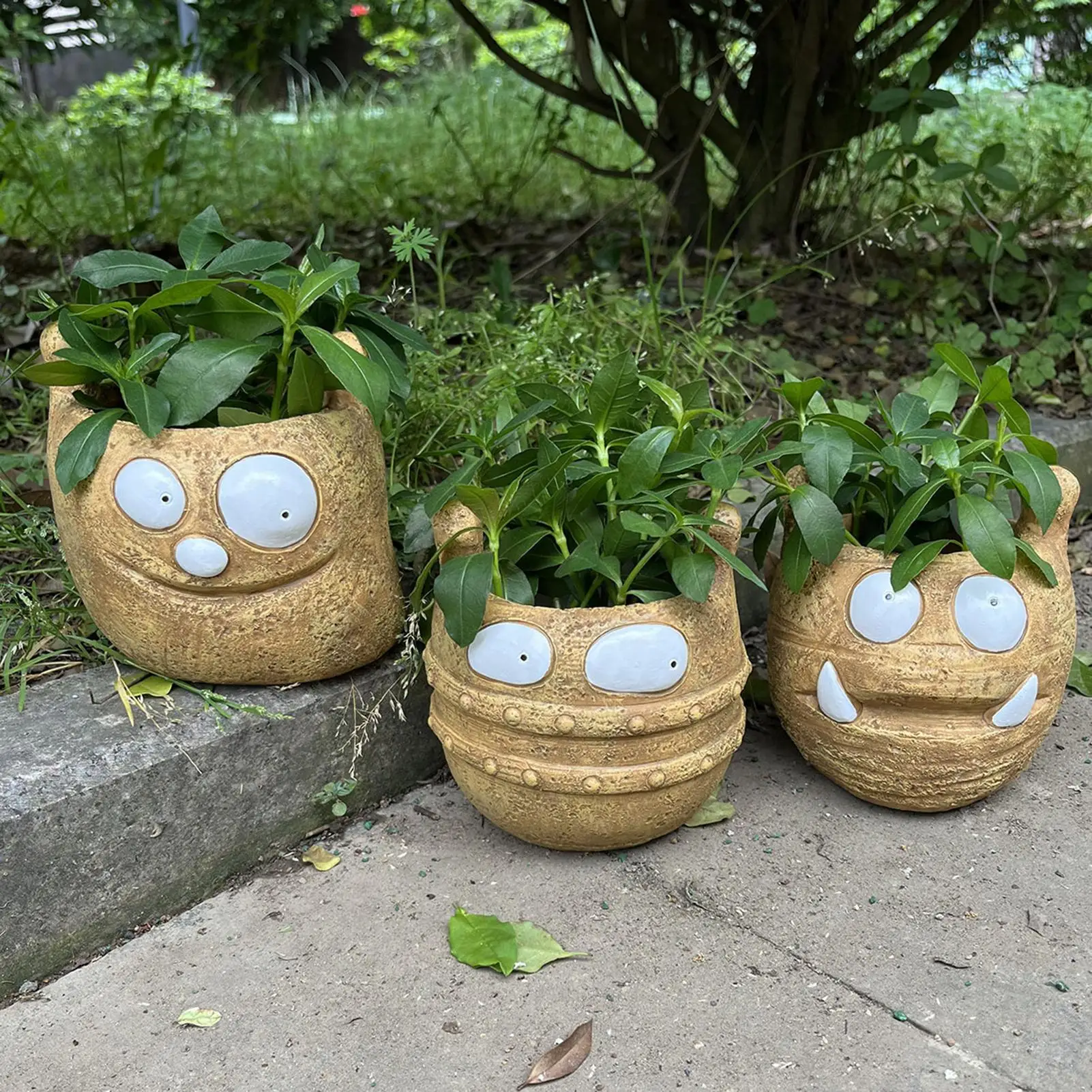 

Funny Expression Flower Pot Cute Facial Expression Modern Resin Desk Decor Cactus Planter Funny Pots For Office Decoration