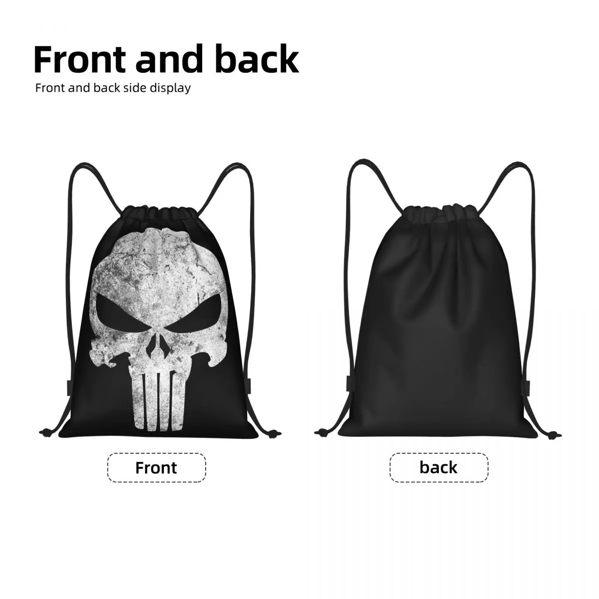 Saco De Cordão De Crânio Punisher Personalizado, Mochila De Armazenamento De Ginásio De Esportes Leve, Mulheres e Homens