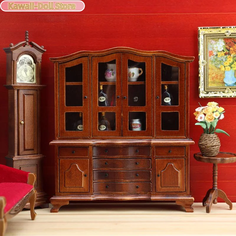 

1 шт. 1:12 миниатюрные деревянные изделия ручной работы кукольный домик Европейские классические мини-шкафы Мебель для спальни DIY украшения