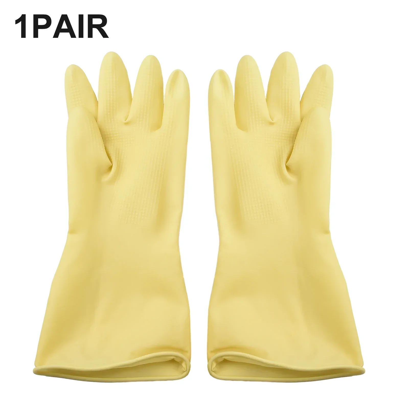 1 Pair Latex Industrial Gloves Yellow Acid Resistant Chemical Protective Gloves 32cm Length For Industrial Enterprises Hand Tool