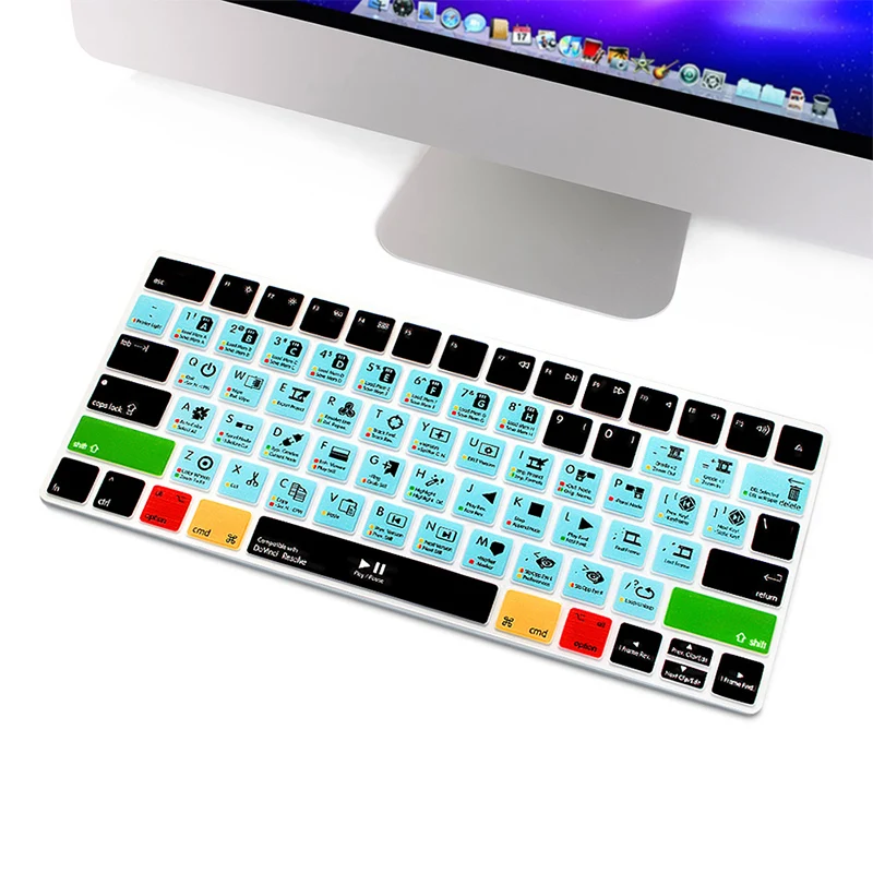 DaVinci Resolve Functional Shortcuts Hotkey Silicone Keypad Covers Skins Protective Film For Apple Magic MLA22B/A US Version