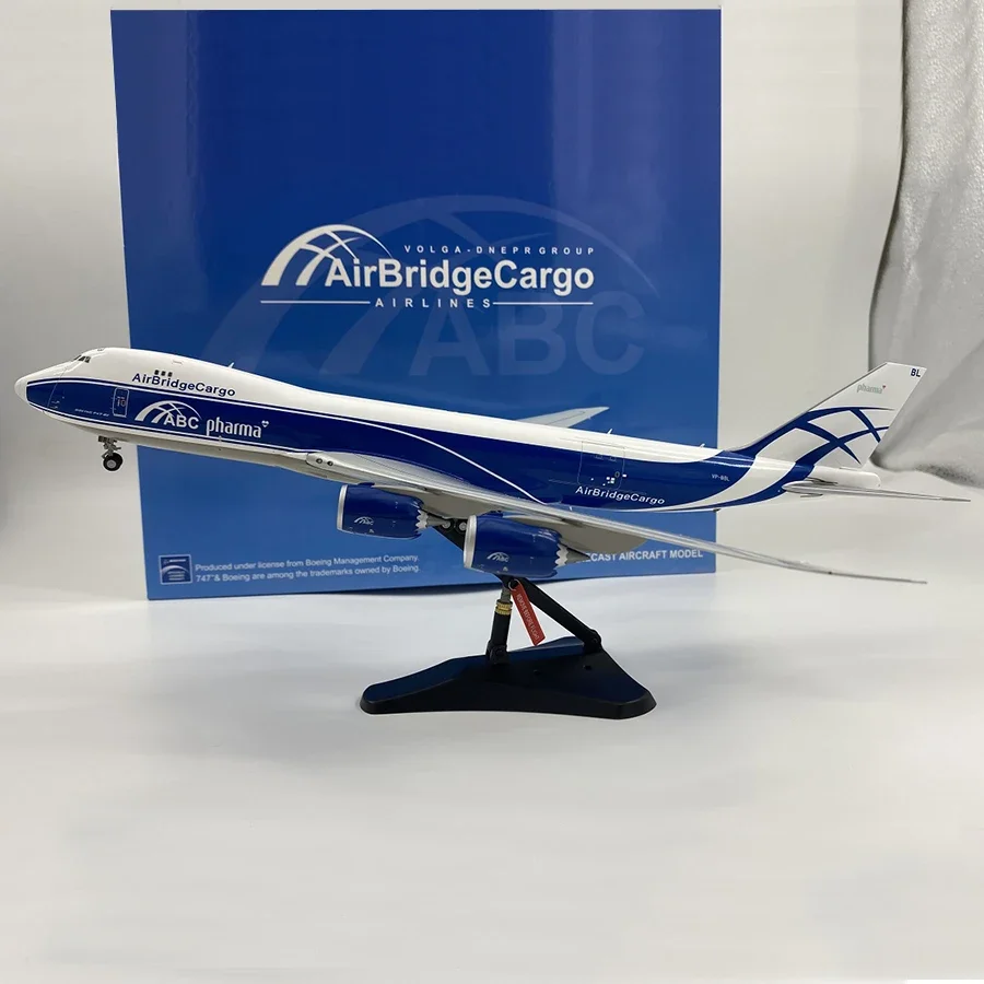 Diecast 1/200 Russian Air Bridge Cargo Aviation B747-8F Simulation Alloy Aircraft Engine Room Large Decoration Gift