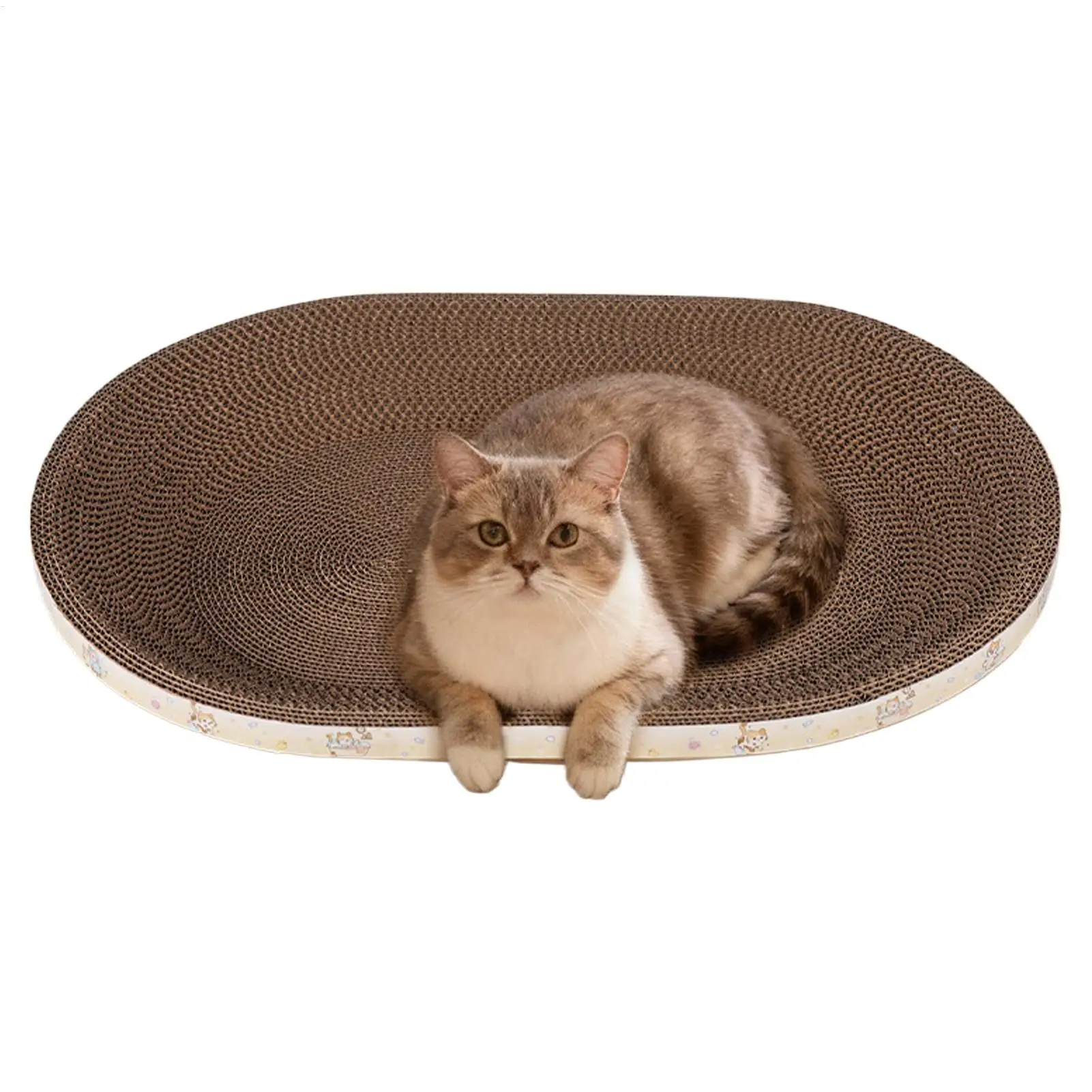 Wellpappe Katzenkratzer Katzenkratzbrett Oval Krallenpflege-Spielzeug aus Karton zum Krallen Schleifen und Möbelschutz – Detail 15