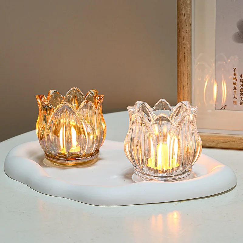 Tulip Votive Tea Light Candle Holder Glass for Table Centerpiece,Candle Holders for  Birthday, Anniversary, Parties, and Holiday