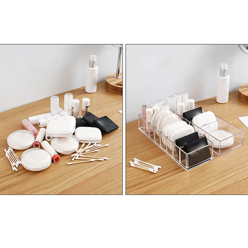 Transparente PP Material Cosmetics Storage Box, Maquiagem Titular, Jóias Make Up Organizer para casa, Desktop de plástico