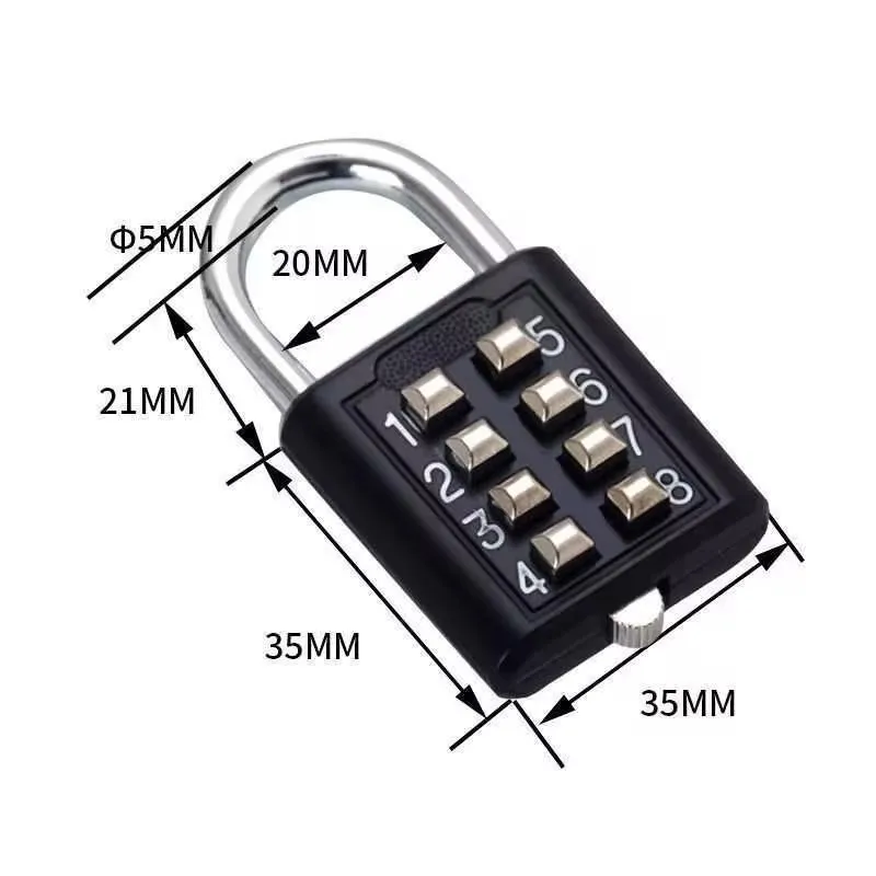 8 Digits Password Code Outdoor Waterproof Combination Padlock Zinc Alloy Suitcase for Luggage Travel Smart Lock Keyed Anti-thief