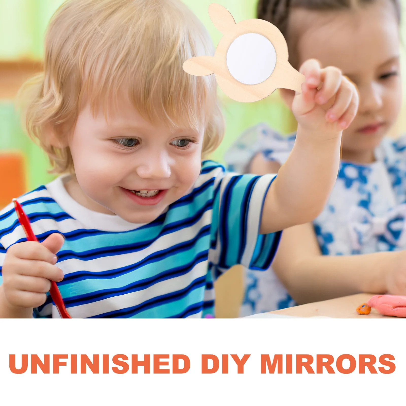 10 قطع من المرايا الخشبية المحمولة غير المكتملة، مرآة صغيرة مزخرفة للأطفال والكبار