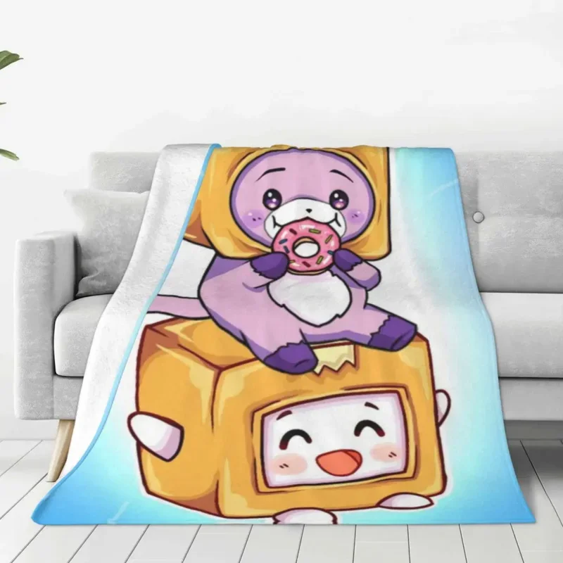 Lankybox Fogy Boxy Super Soft Blanket Smile Camping Throw Blanket Spring Customized Flannel Bedspread Sofa Bed Cover