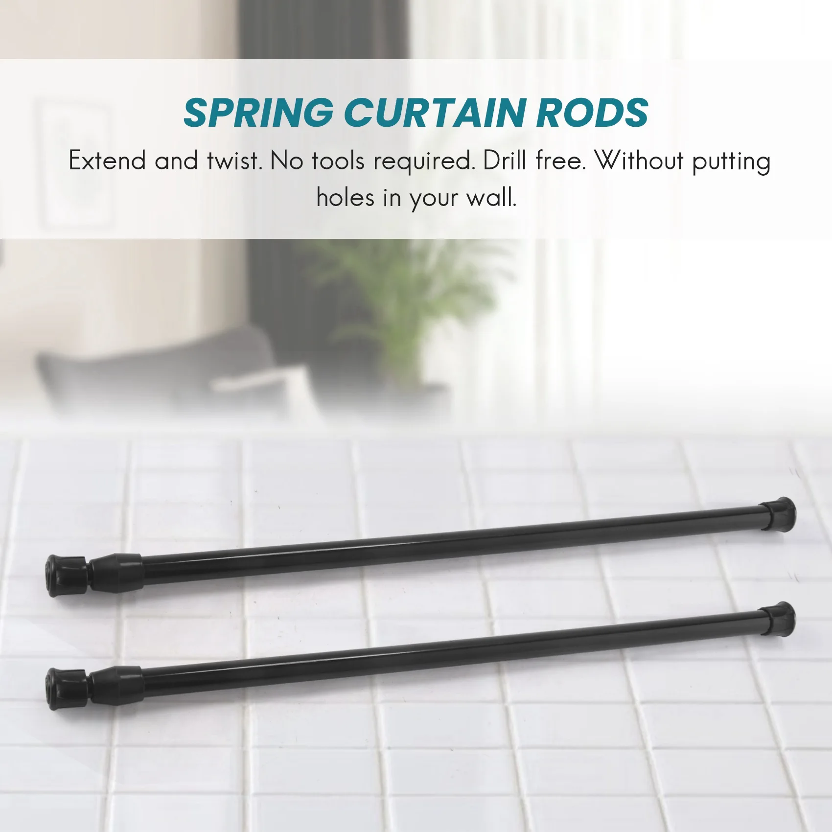 3PCS Spring Curtain Rods 16 to 28 Inch Tension Rod Spring Curtain Rod Adjustable Curtain Rod Expandable Curtain Rod