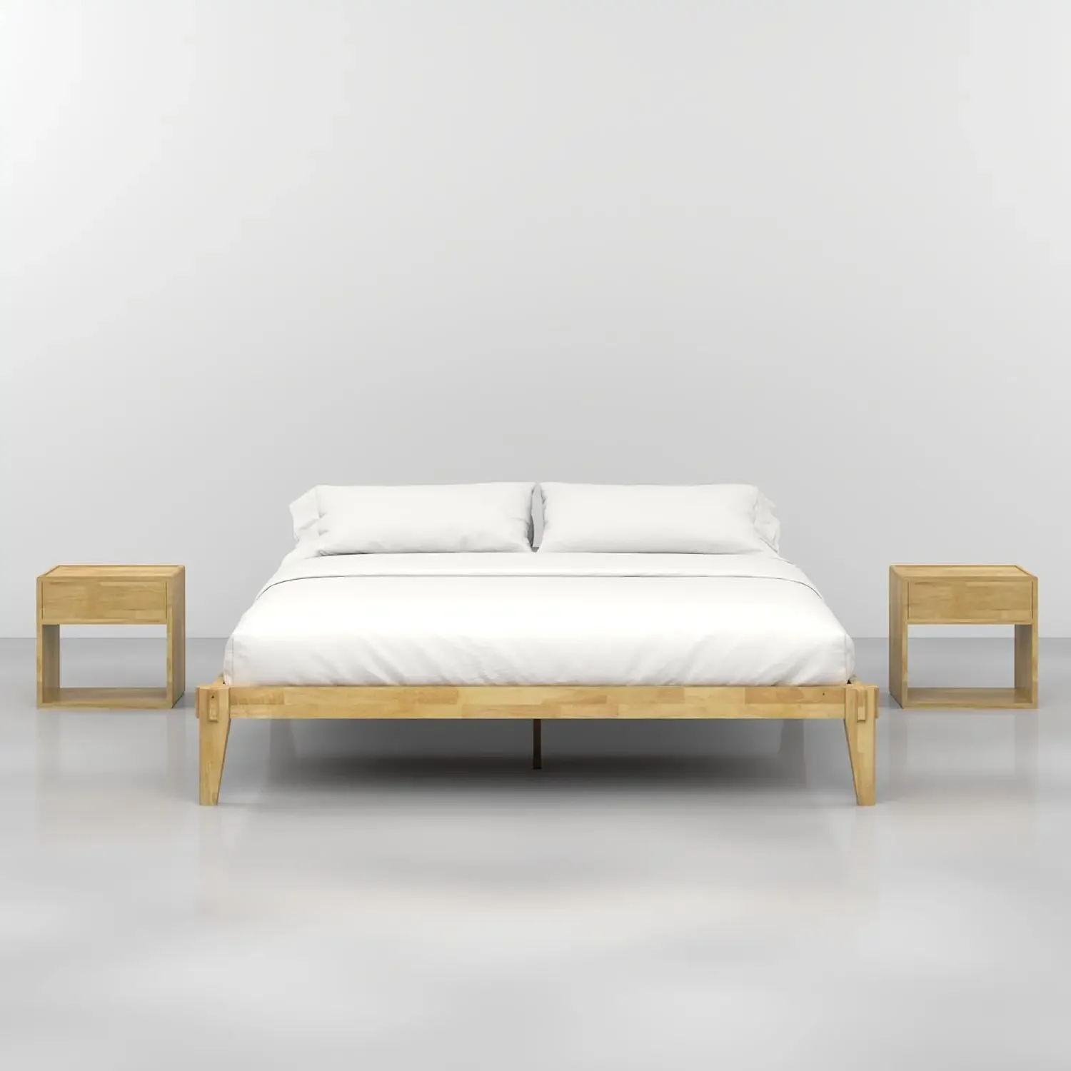 14” King Bed Frame Wood Platform Bed Wood Slat Support No Box Spring Needed - Easy Assembly - Minimalist & Mod