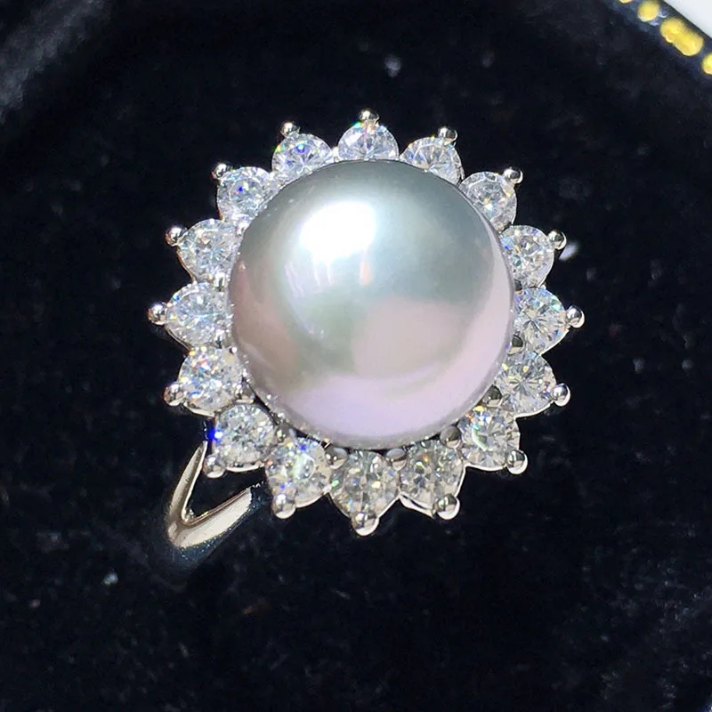 Freshwater Pearl Ring Foreign Style Gray 8-9 Plated 18K Gold Fashionable and Versatile Jewelry Simple Classic and Elegant