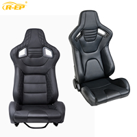 R-EP Universal Adjustable Racing Seat for Sport Car Simulator Bucket Seats Black PVC Leather
