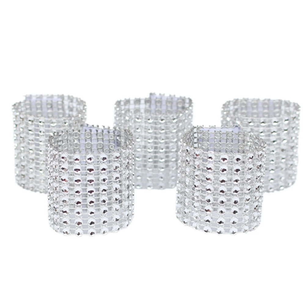 

100 Pcs Napkin Ring Serviette Holder Buckle Napkins Holders Rings Silver Wedding