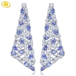 Natural Tanzanite Sterling Silver Stud Earring 4 Carats Genuine Light Blue Tanzanite Unique Speical Fine Jewelrys Anniversary
