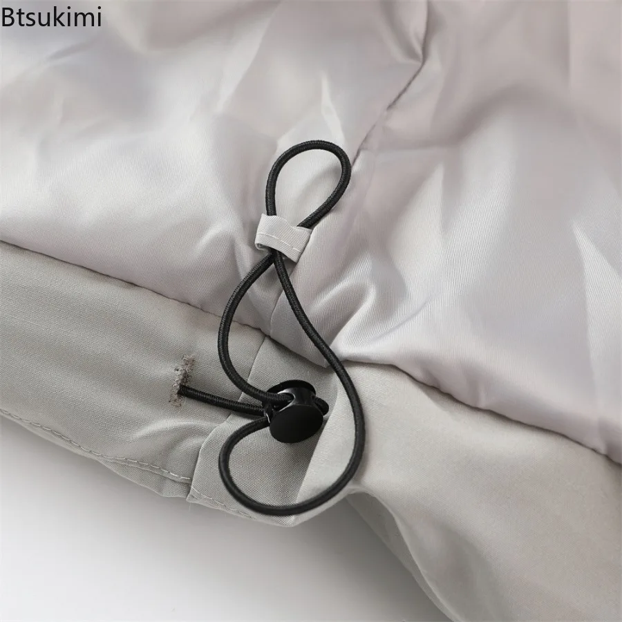 2025 Men's Winter Fashion Cotton Padded Coat Winter Cropped Stand Collar Puffer Jackets Long Sleeve Thick Warm Overcoats for Men