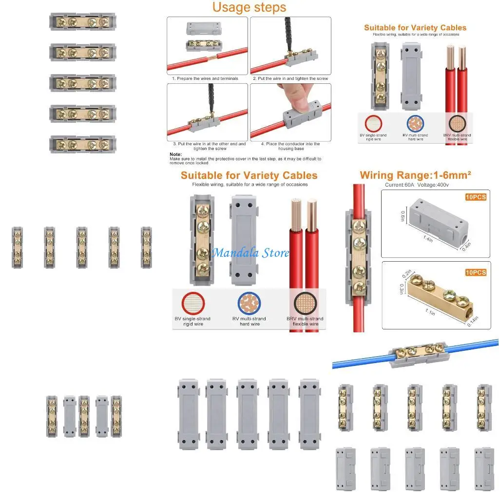

U2JC 10pcs ABS Casing Electrical Wire Connector set easy installs Terminals Heavy Duty Wire Connector set for Wiring Projects