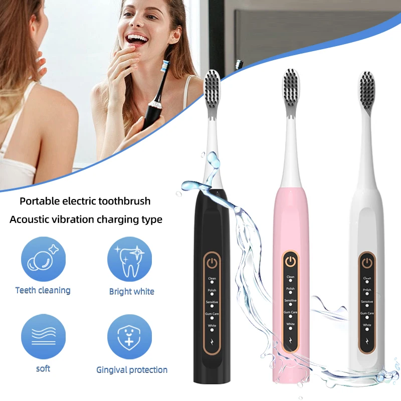 Portable And Rechargeable Intelligent High-Frequency Sound Wave Vibration Electric Toothbrush For Adult And Child Couples