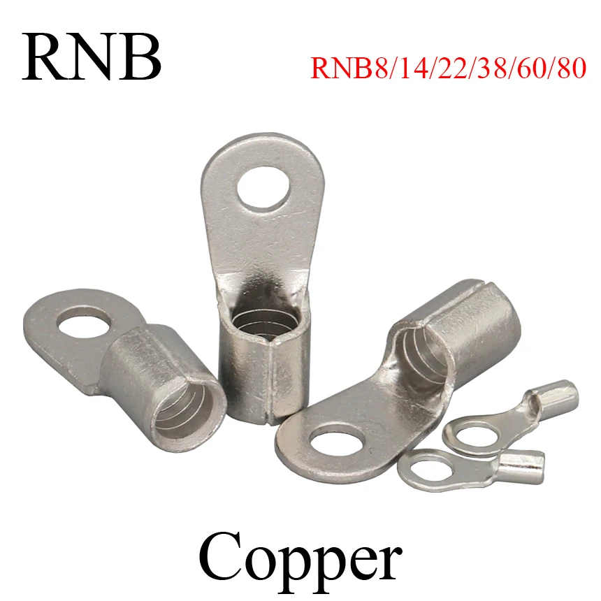 RNB8/14/22/38/60/80-4/5/6/8/10/12 Copper Ring Tongue Wire Cable Connector Lug Spade Soldered Barrel Non Insulated Crimp Terminal